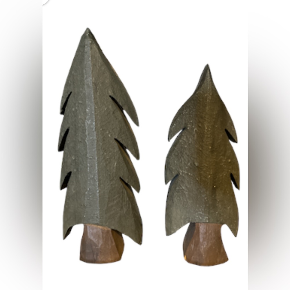 Wood pine trees carved